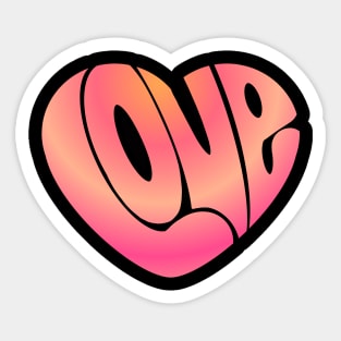 Love word in a heart shape simple cute design for valentines day pink and yellow gradient Sticker